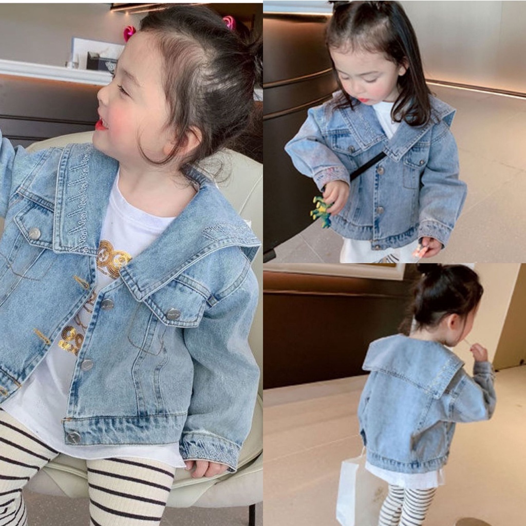 Áo khoác jean thời trang cho bé gái 1 2 3 4 5 6 tuổi