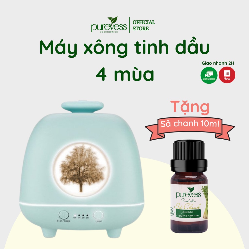 Máy xông tinh dầu Purevess cao cấp phun sương tạo ẩm khuếch tán tinh dầu bảo hành 6 tháng