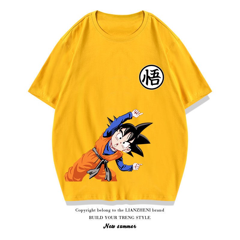 ㍿✻Dragon Ball T-shirt, bé trai, cotton ngắn tay, Sun Wu, cậu lớn trong bầu trời, quần áo gái, thể thao Hàn Quốc