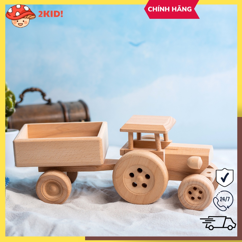 Xe đồ chơi, Xe kéo thùng ô tô mộc cho bé - Đồ chơi gỗ Việt Nam xuất khẩu