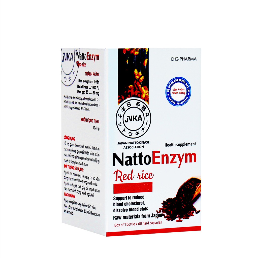 NattoEnzym Red Rice - DHG Pharma - Chai 60 Viên - Hỗ Trợ Giảm Cholesterol Máu, Làm Tan Cục Máu Đông | BigBuy360 - bigbuy360.vn