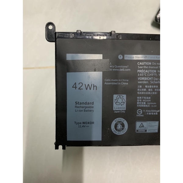 Xác Pin 42WH WDXOR 11.4V thay thế cho Dell 13 7378 13 5000 5378 5368 15 7579 5567 5568 5578 7570