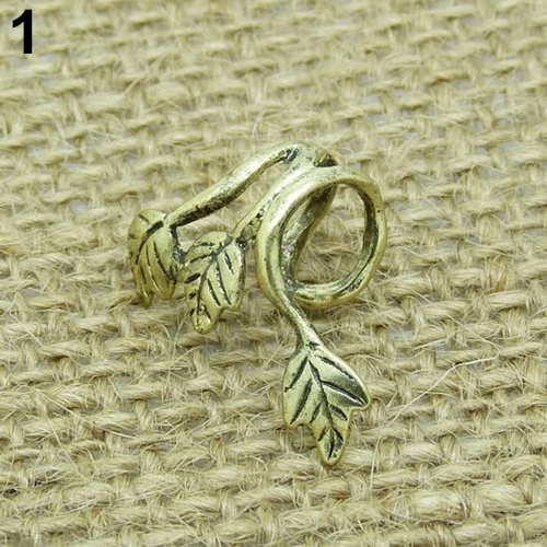 Khuyên gắn vành tai kim loại hình lá cổ điển dành cho nữ