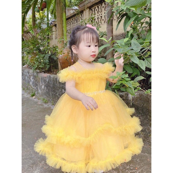 🌺 Váy công chúa 2 tầng bèo vai 🌺Tặng cài tóc xinh