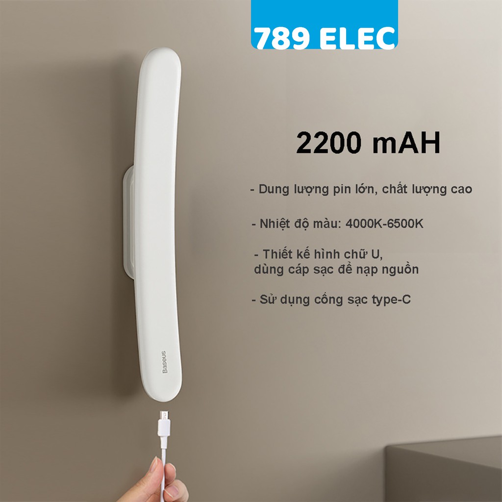 Đèn cảm ứng chuyên dùng cho gương trang điểm Baseus Sunshine Series , pin sạc.