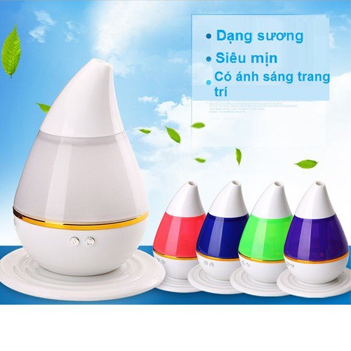 Máy Phun Sương Tạo Ẩm Hình Giọt Nước Kèm Đèn Ngủ Colorful Gradient Light - Trắng