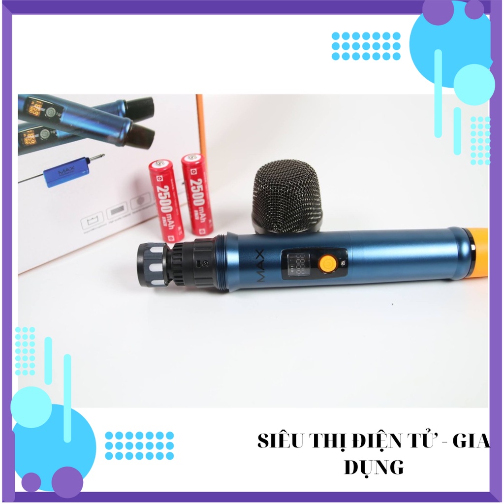 Micro không dây đa năng Max 36 - Hút âm tốt, chống hú hiệu quả - Sạc pin ngay trên mic