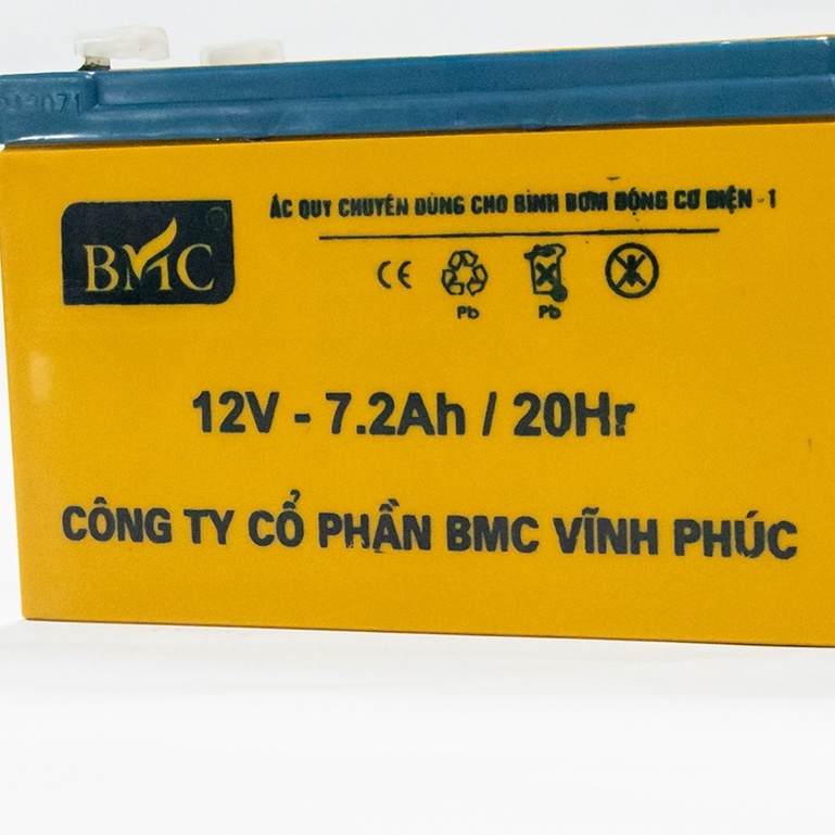 Ắc quy 12V-7.2Ah chuyên dùng cho bình bơm thuốc trừ sâu, loa kéo, xe điện trẻ em, bộ lưu điện chính hãng BMC