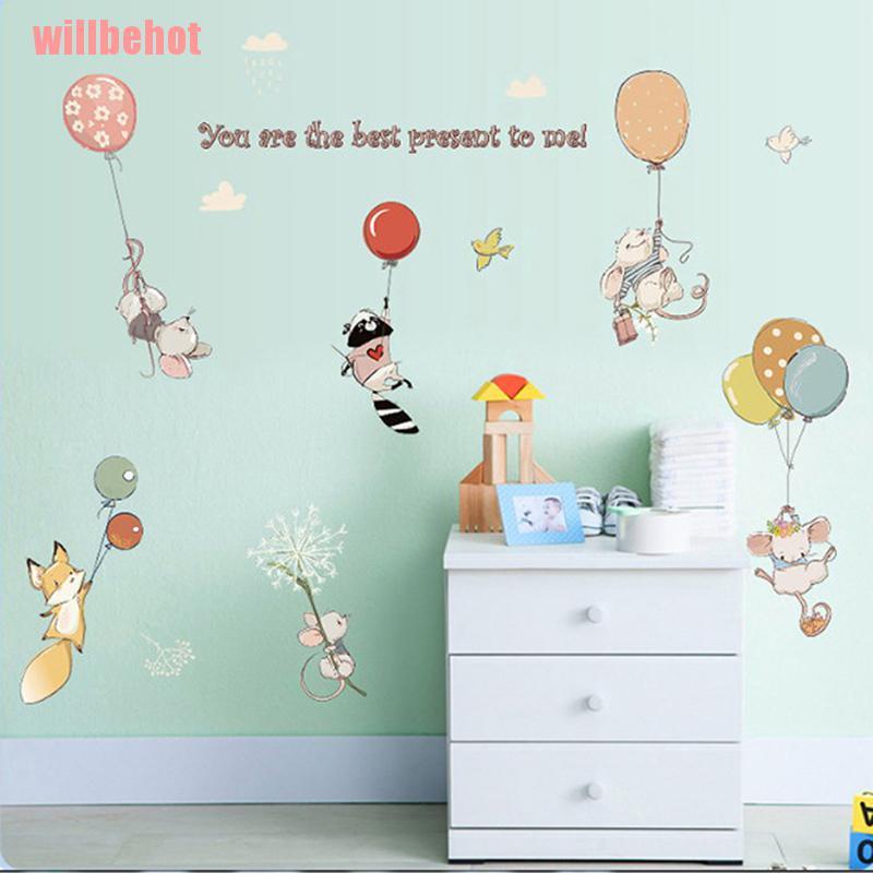 Sticker Dán Tường Họa Tiết Hình Con Chuột Và Bong Bóng Theo Phong Cách Năm Mới 2020