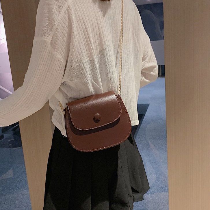 Túi Đeo Chéo Hình Vuông Cỡ Nhỏ Phối Dây Đeo Sợi Xích Phong Cách Hàn Quốc Thời Trang Cho Nữ