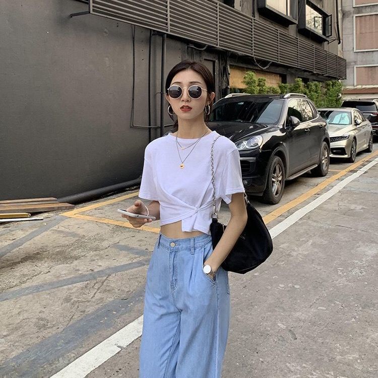 Áo Thun Lửng Tay Ngắn Thời Trang Dành Cho Nữ