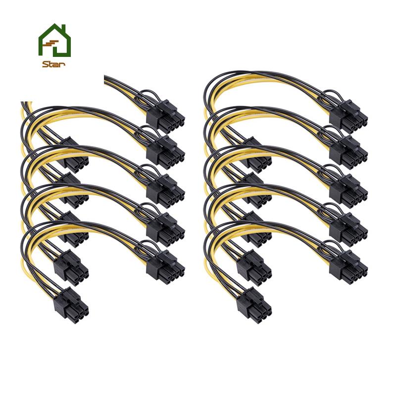 Set 10 dây cáp PCI chuyển đổi 6 Pin sang 2x8 Pin (6+2) 9 Inch