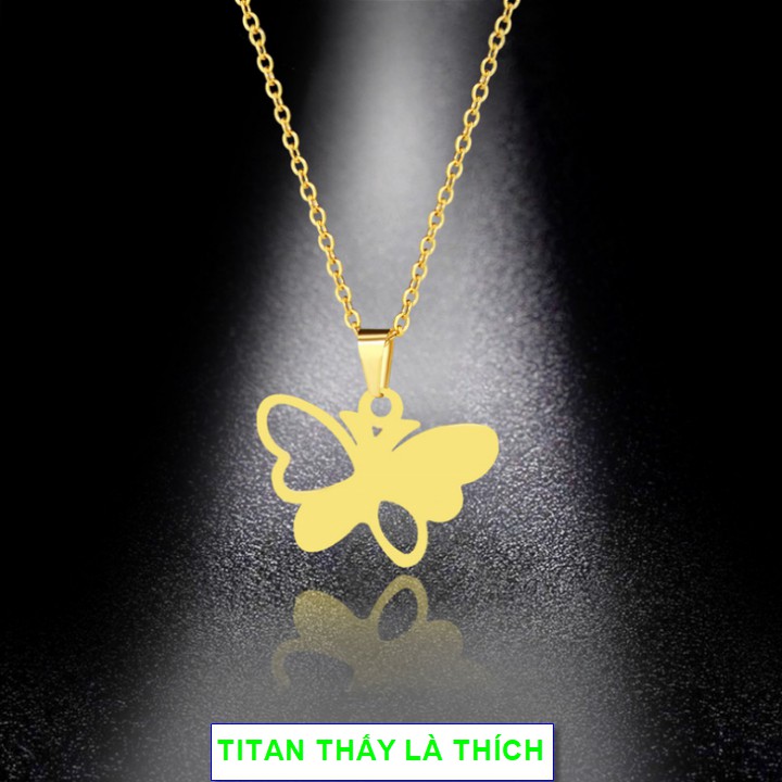 Dây chuyền kiểu bướm titan nữ dễ thương - Hàng titan vàng 18k sáng bóng đẹp - Cam kết 1 đổi 1 nếu đen và gỉ sét