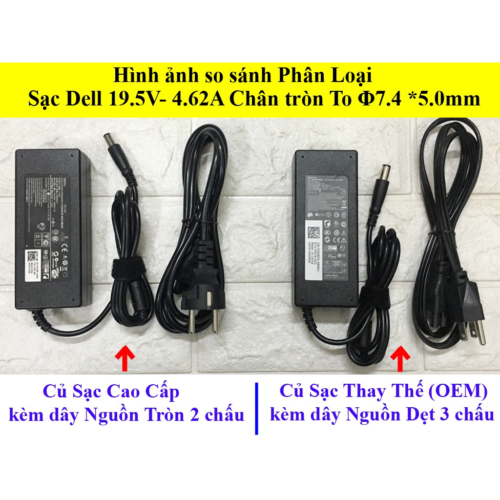 Sạc Laptop Dell Chân Kim To 19.5V 4.62A - Kèm Dây Nguồn