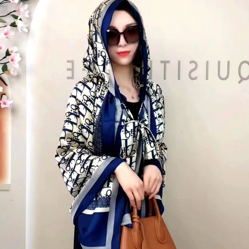 Áo Choàng Chống Nắng Đa Năng Bằng Satin Đính Ngọc Trai Kèm Mũ Trùm Đầu Che Nắng Cao Cấp