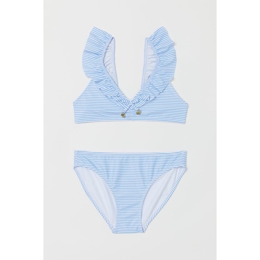 B185 - Bộ bơi bikini kẻ xanh bé gái