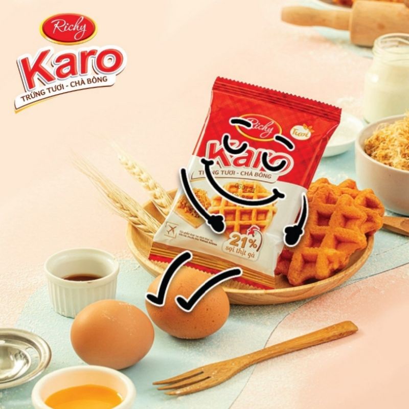 Bánh karo trứng tươi chà bông bịch 6 gói