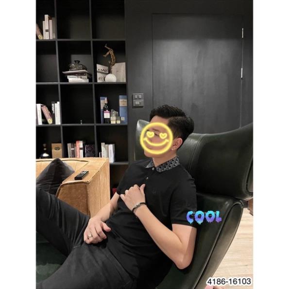 Áo phông nam cổ bẻ phối hoạ tiết ở cổ - Áo polo nam Đi O vải gai Cao Cấp