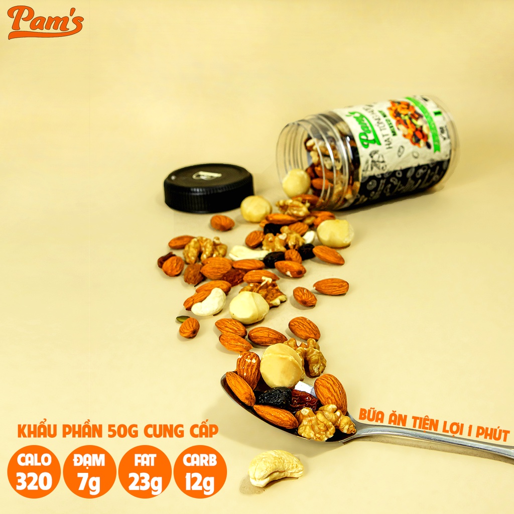 Hạt Dinh Dưỡng Mix 6 Hạt Pams(160g/hũ) - Ngũ Cốc Dinh Dưỡng, Granola Nguyên Vị Từ Hạt Nhập Khẩu