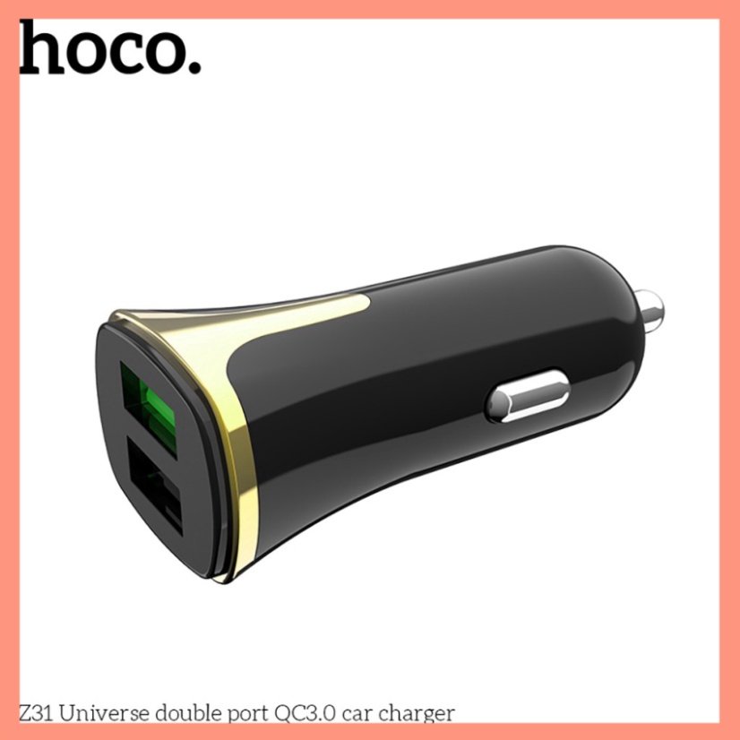 Tẩu Sạc Nhanh Điện Thoại Ô Tô Cao Cấp 2 Cổng USB HOCO Z31 Hỗ Trợ Quick Charge 3.0