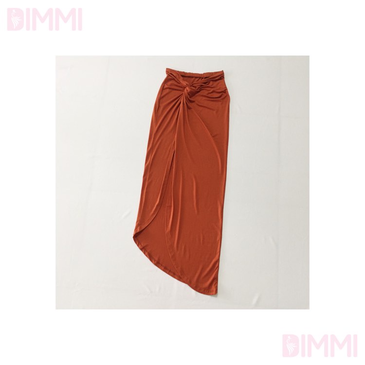 Chân Váy Midi Xẻ Đùi Cam