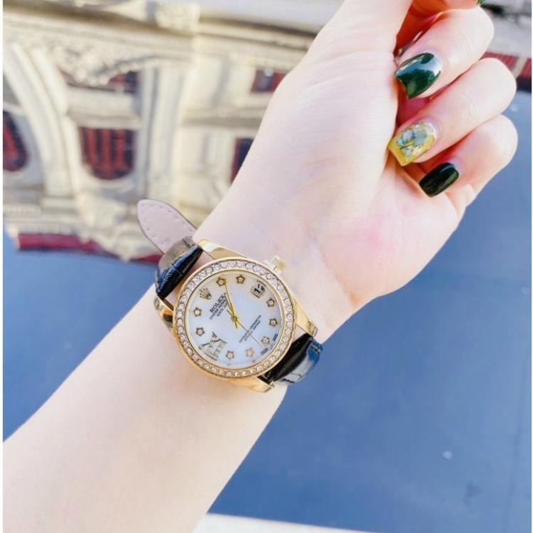 Đồng hồ Rolex nữ dây da nhẹ nhàng thanh lịch phong cách hàn xẻng