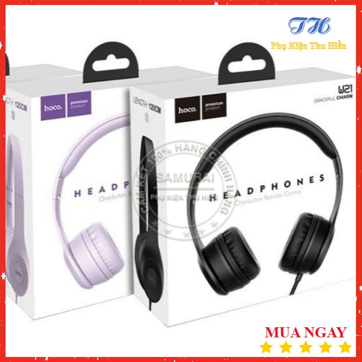 Tai Nghe Chụp Tai Hoco W21- 3 Màu Tím/Đen/Xám - Hàng Chính Hãng