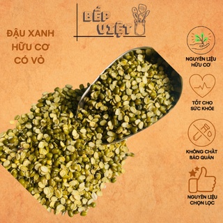 Đậu xanh hữu cơ vỡ đôi có vỏ, đậu xanh xay ichii gói 100g