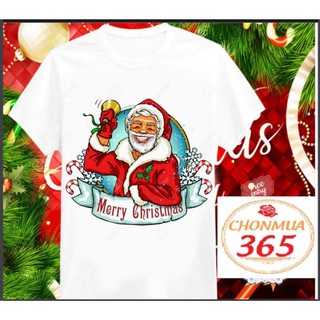 Áo thun nam nữ noel in hình merry christmas ông già noel giáng sinh