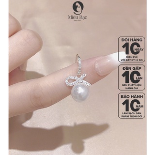 Bông tai bạc nữ Nơ Đá Hạt Châu chất liệu bạc s925 thời trang phụ kiện bông tai Miêu Bạc B400500