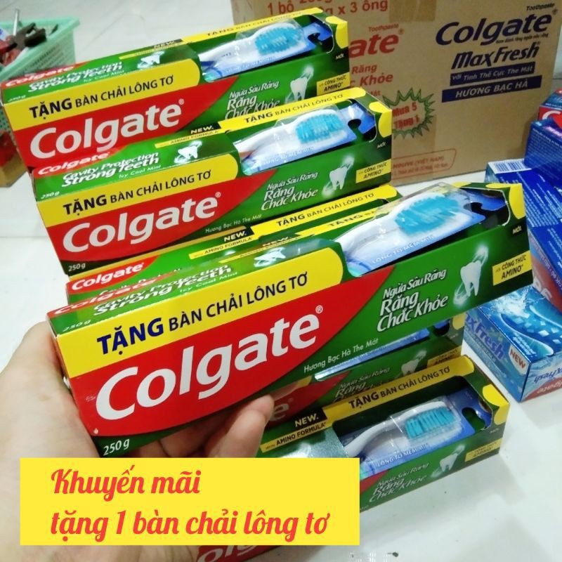 kem đánh răng colgate tặng bàn chải lông tơ