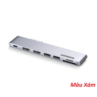 Ugreen 80548 usb type c sang 2*usb 3.0+ 2xhdmi + sd&tf + sạc 100w pd thunderbolt 3 cm356