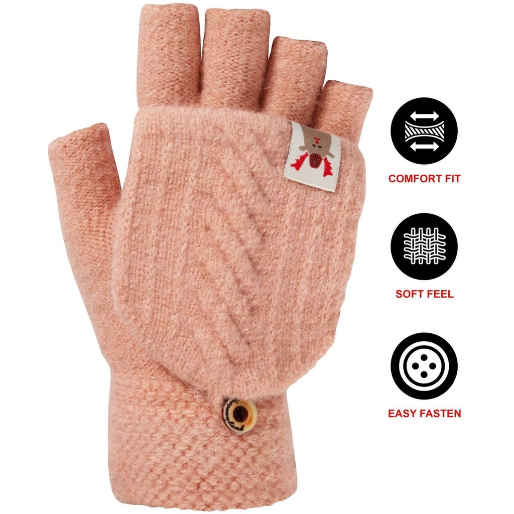 Găng tay vải bông dệt kim hở nửa ngón tay giữ ấm mùa đông thời trang cho nữ