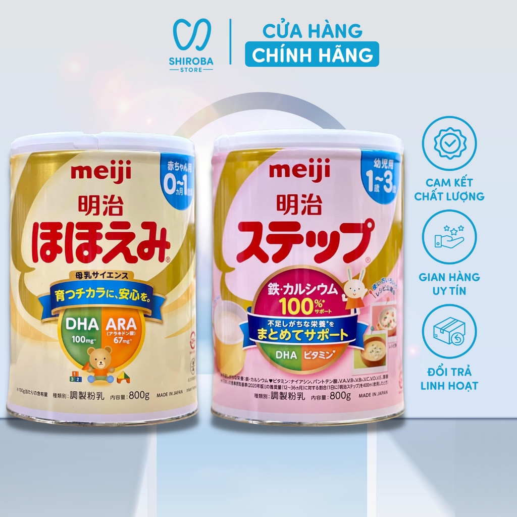 Sữa bột Meiji 800gr sữa lon Meiji số 0 và số 9 hàng Nhật nội địa mẫu mới Shiroba