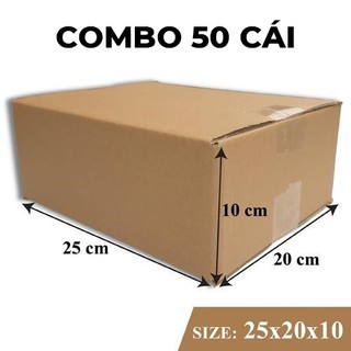 Combo 50 cái Hộp giấy 25x20x10 carton 3 lớp sóng Thùng giấy đóng hàng cứng cáp chuyên dụng chất Combo tiết kiệm