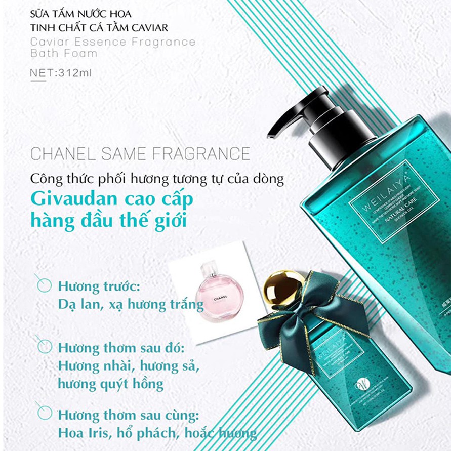 Sữa tắm Weilaiya trắng da hương nước hoa 60ml