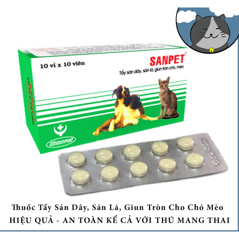 Thuốc tẩy giun - sán dành cho chó mèo - Sanpet 7k/Viên