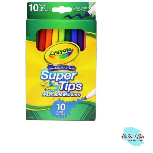 [HADI] Bộ 10 màu Bút lông tẩy rửa được CRAYOLA SUPERTIPS nét thanh nét đậm (Mã SP:CYL-B-SPT10)