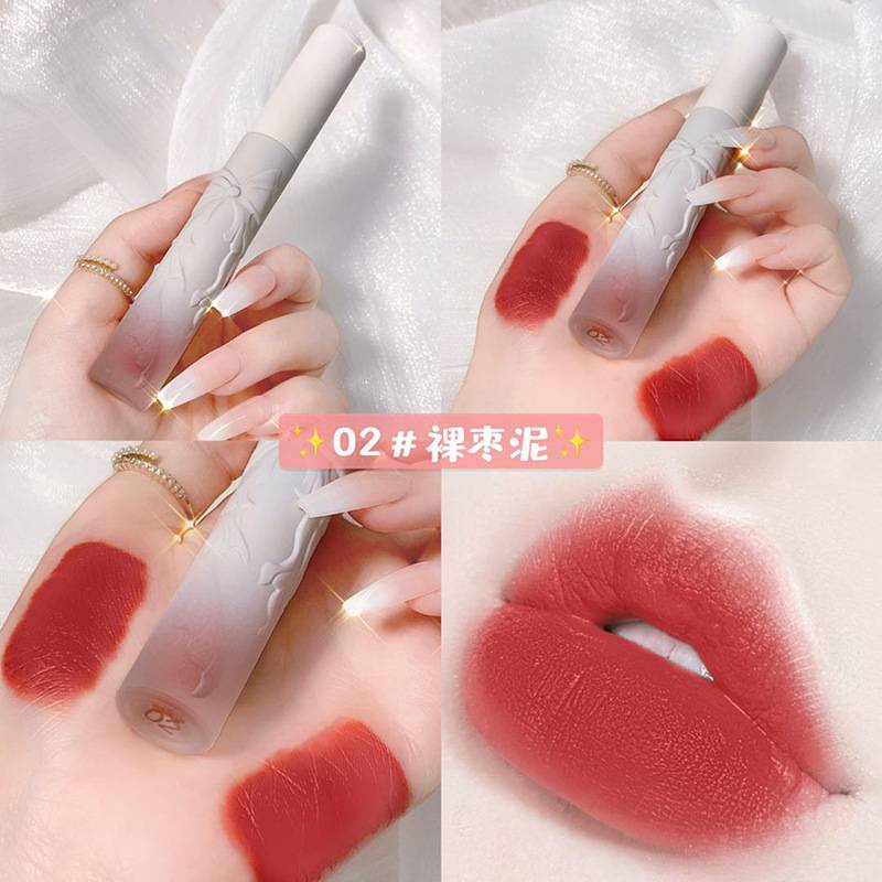 Son Kem Maffick Tông Nhung Lì Chống Nước Lâu Trôi Hình Nơ Dễ Thương 6 Màu Tùy Chọn Cho Bạn Gái