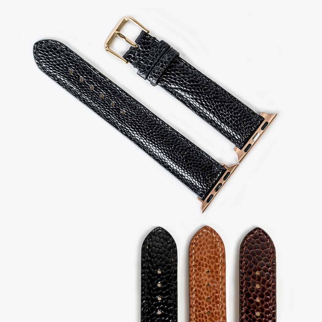Dây đeo apple watch da đà điểu-khâu tay thủ công D109- dây apple watch series 3 series 4 series 5-Bụi leather