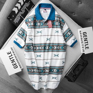 Áo thun cá sấu sọc hoa văn cotton