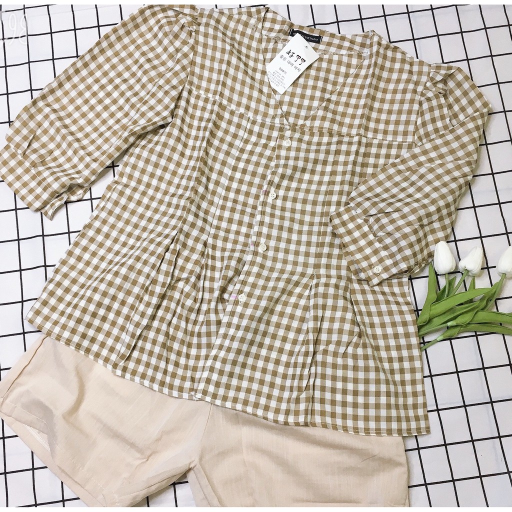 [AMANDA]set áo kẻ caro phối quần short be basic..Set áo kẻ caro kèm quần đùi đũi siêu xinh | WebRaoVat - webraovat.net.vn