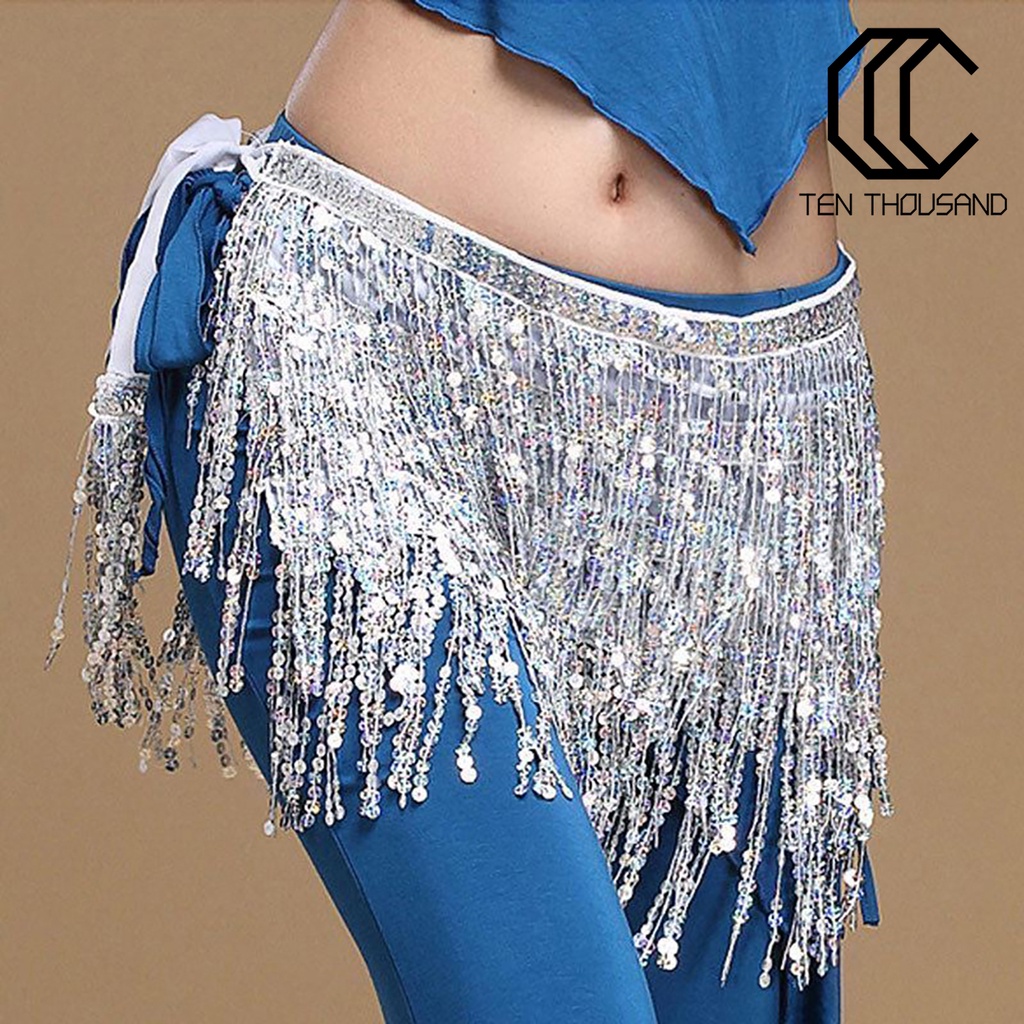 ✧Khăn Choàng Hông Múa Bụng Đính Kim Sa Lấp Lánh