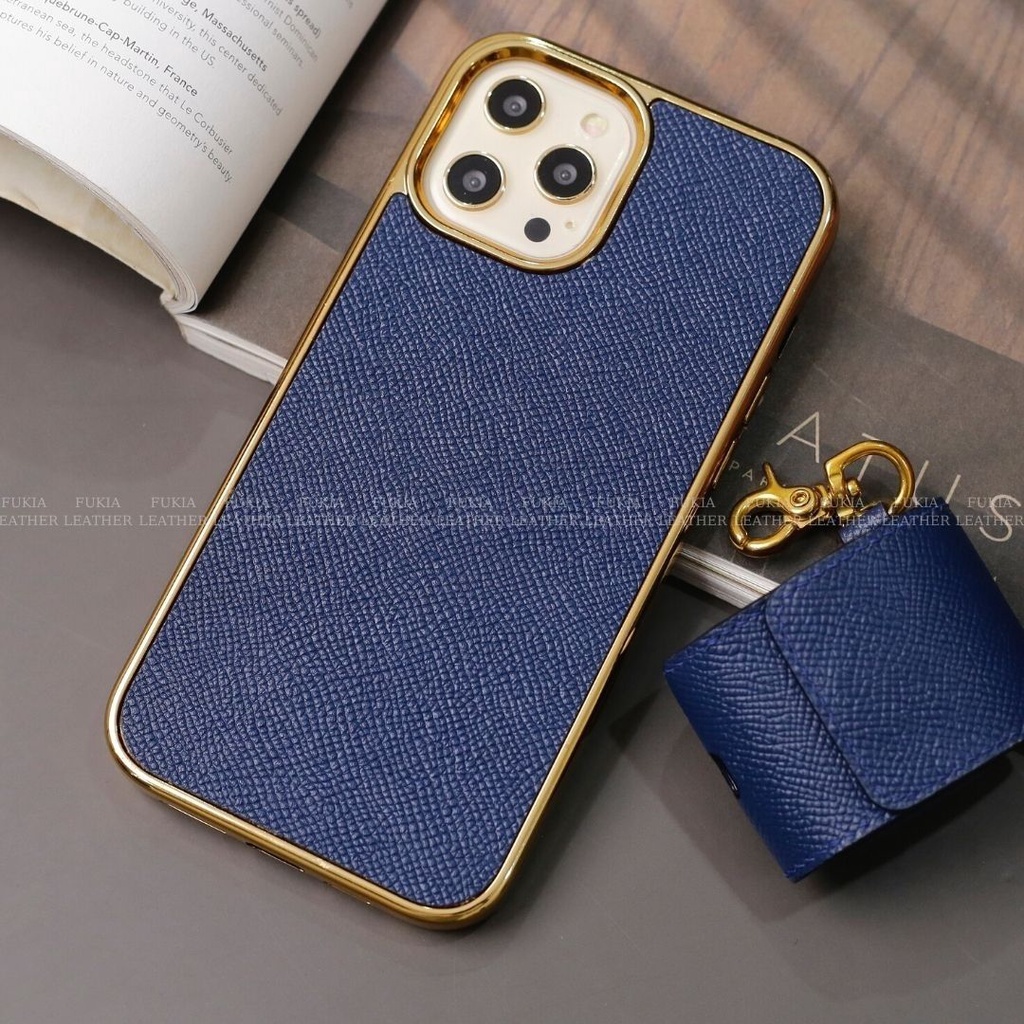 Ốp da thủ công Epsom Viền Gold dành cho IPhone 14/14Plus/14Pro/14Promax/13/13Pro/13Promax/12/12Pro/12Promax ODTC104