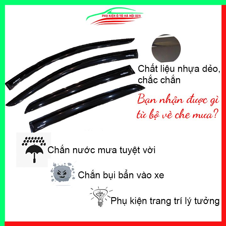 Vè che mưa cho xe ô tô Wigo vè đen bảo vệ trang trí xe