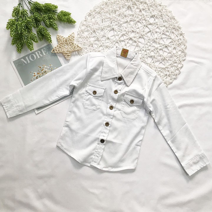 Áo Sơ mi kate thun tay dài 2 túi từ 10kg đến 16kg - AT282