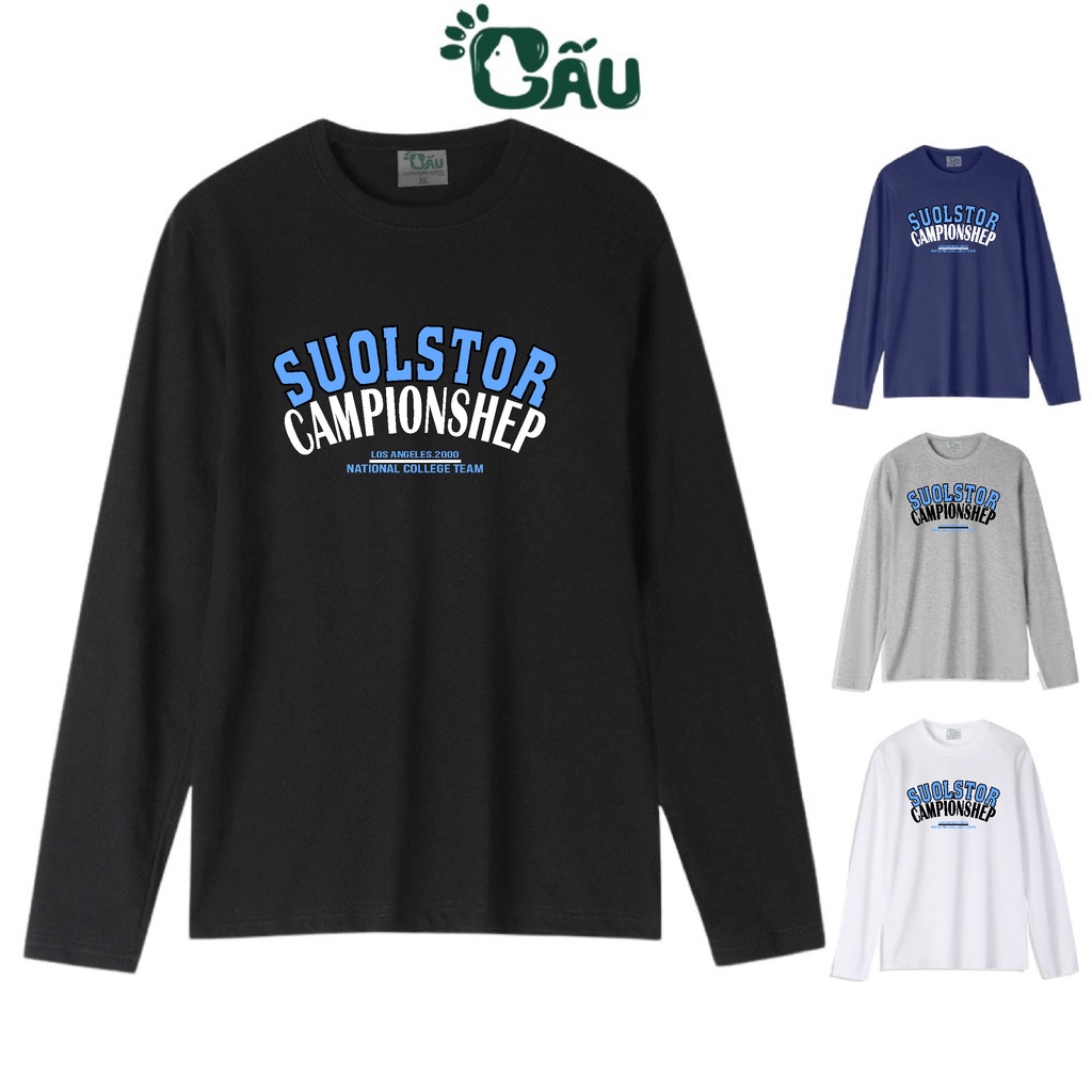 Áo thun tay dài Gấu 194 vải coton dày dặn, mềm mịn, co dãn - form regular - TD SuolStor