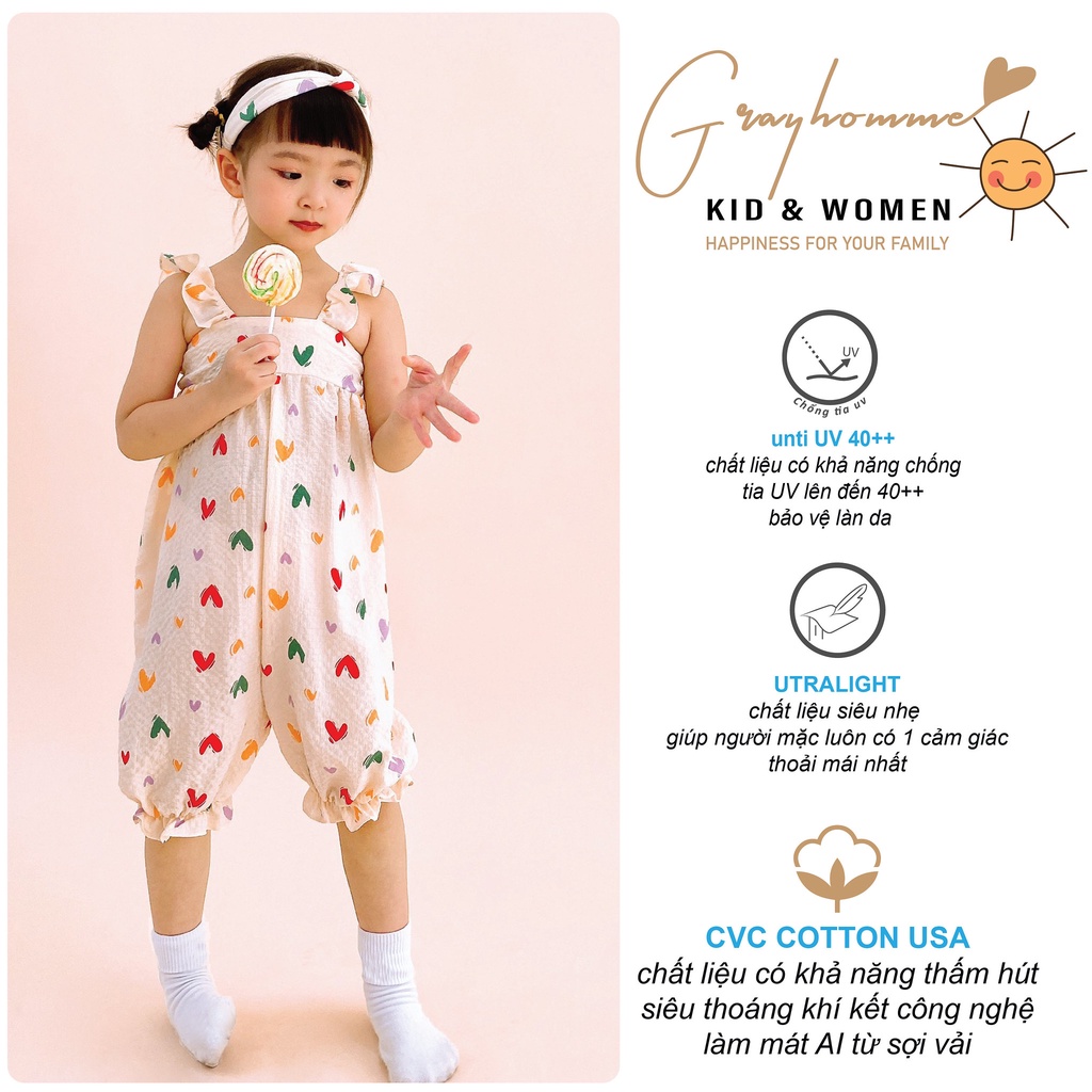Váy JUMSUIT Bé Gái Nhiều Màu GRAYHOMME Chất Linen mềm nhẹ, kháng khuẩn, siêu mát, cử động thoải mái JUM001