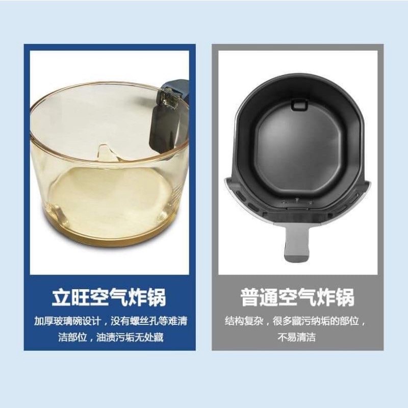 Nồi chiên không dầu khay thủy tinh LEEWONG, bảo hành 12 tháng.