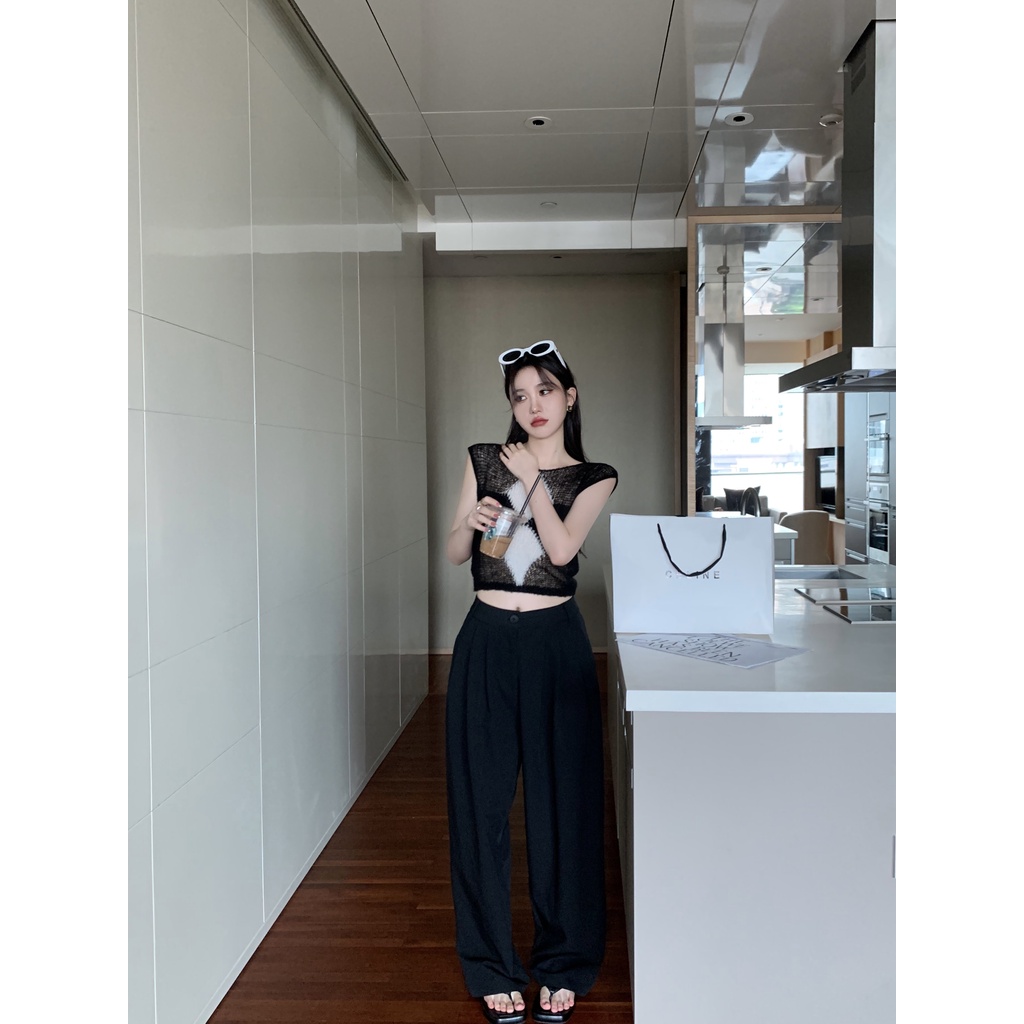 HUANG YOYO Áo Len Không Tay Phong Cách Hàn Quốc Thời Trang Cho Nữ